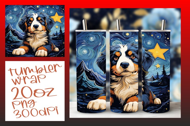 Artistic Dog Tumbler Wrap - Vibrant 20oz