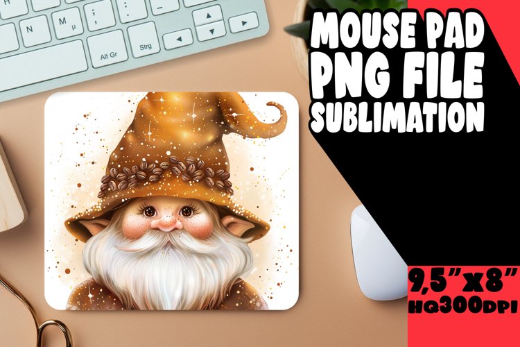 Enchanted Oasis: Gnome Mouse Pad Design Sublimation PNG example image 1