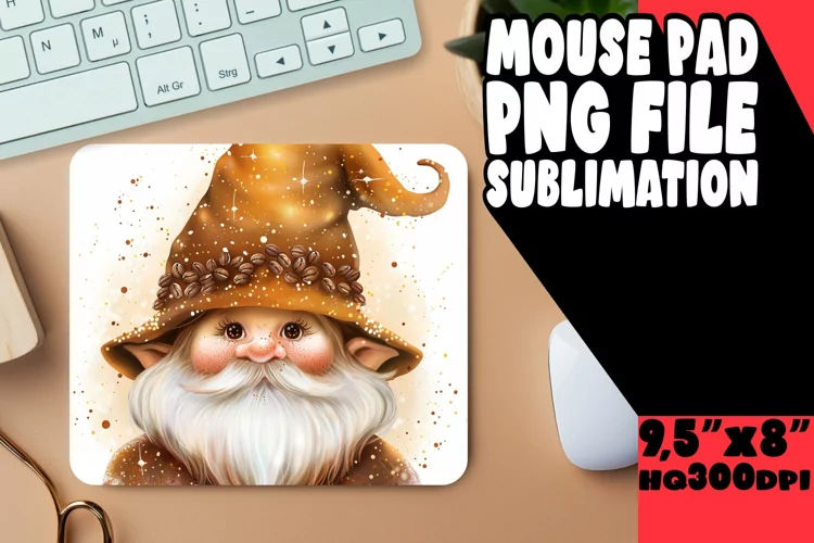 Enchanted Oasis: Gnome Mouse Pad Design Sublimation PNG