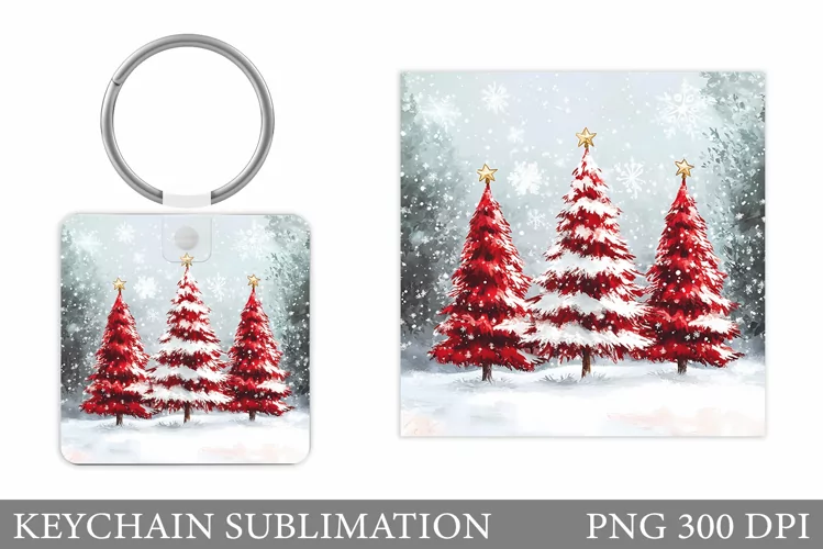 Christmas Tree Keychain. Christmas Keychain Sublimation