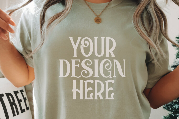 Moss Comfort Colors 1717 Christmas Mockup, CC 1717 example image 1