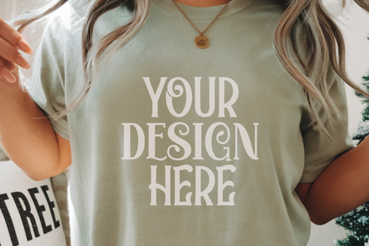 Moss Comfort Colors 1717 Christmas Mockup, CC 1717