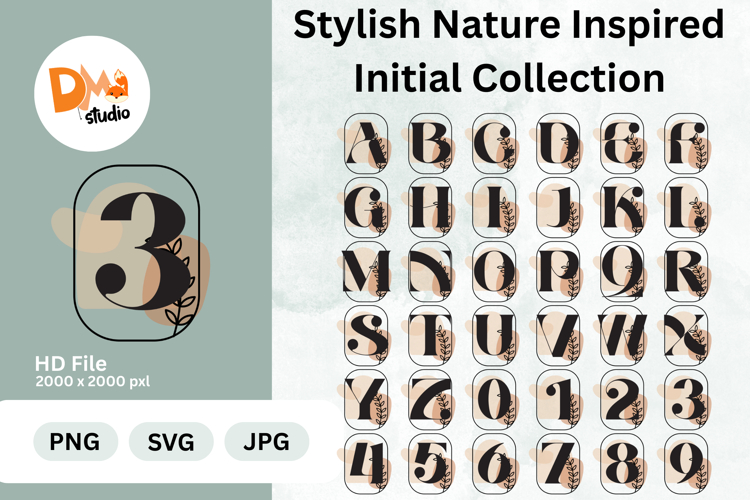 Stylish Nature Inspired Initial Collection Monogram