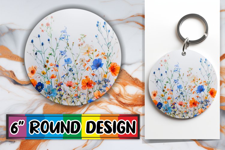Vibrant Floral Circle Keychain Assortment