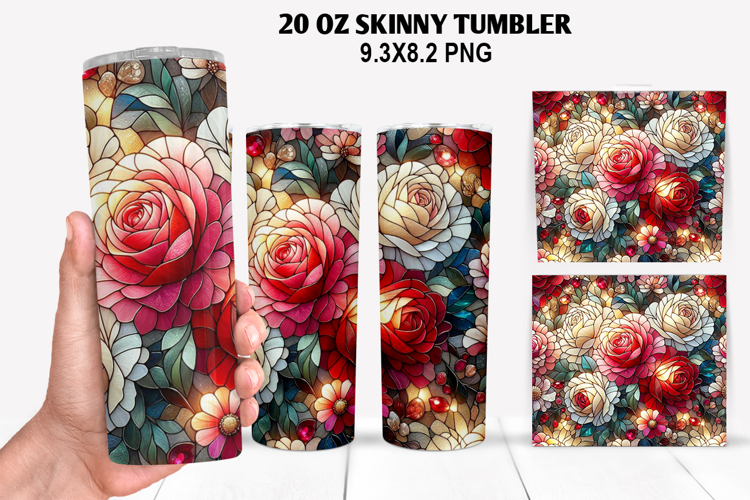 Flower Skinny Tumbler 20oz Wrap Design, Flowers Tumble PNG