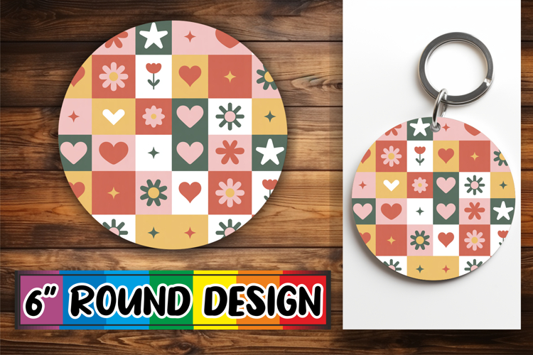 Bright Sublimation Car Coasters, Valentines Pattern