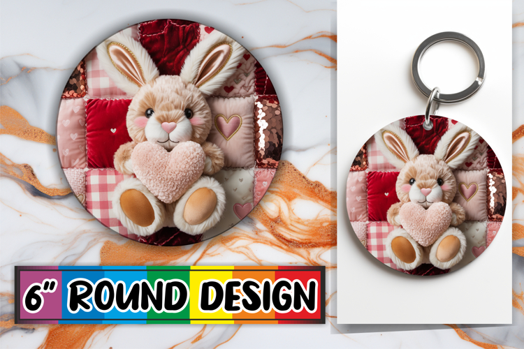 Whimsical Round Keychain Sublimation, Valenines Animals