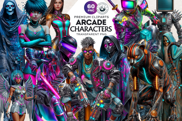 Cyberpunk Arcade Gaming Character Illustrations for RPG