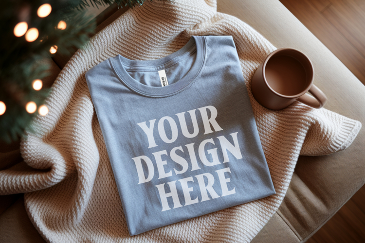 Christmas Bella Canvas 3001 Athletic Heather Folded Tshirt