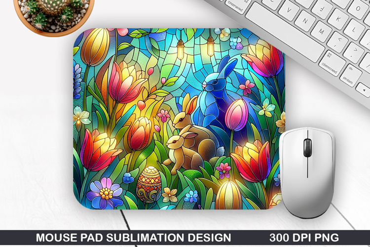 Bunny Mouse Pad Sublimation, Easter Mouse Pad PNG
