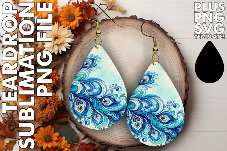 Sophisticated Teardrop Earrings, Watercolor Pattern