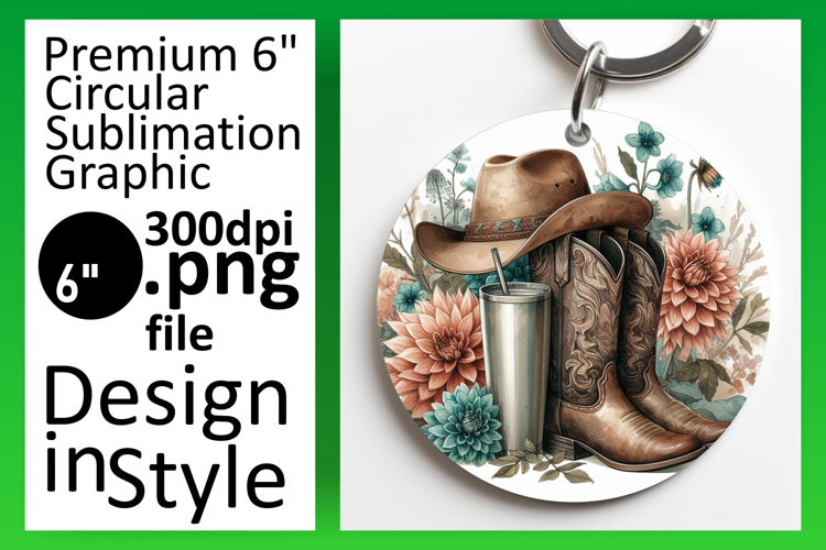 Sophisticated Round Design Keychain Art , Western