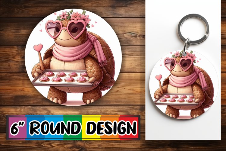 Blissful Keychain Round Style, Turtle