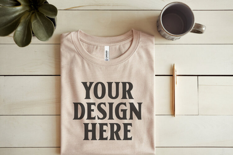 Heather Dust Bella Canvas 3001 Flat Lay T-Shirt Moc example image 1