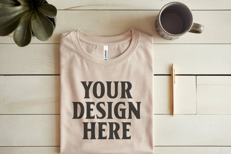 Heather Dust Bella Canvas 3001 Flat Lay T-Shirt Moc