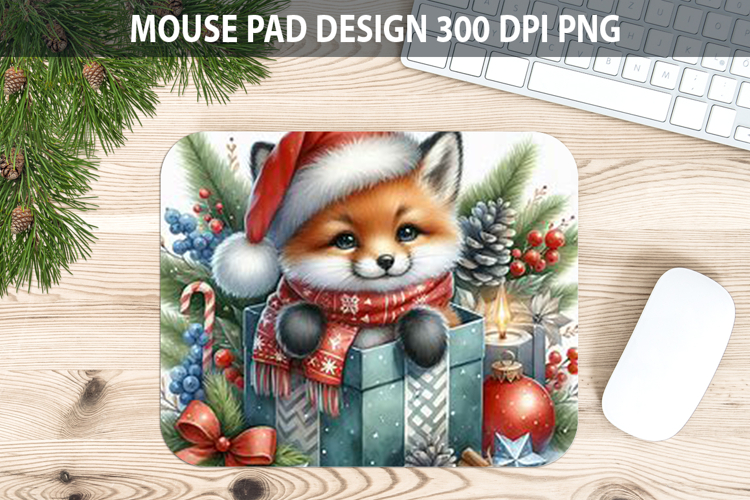 Fox Mouse pad Sublimation - Christmas Animal PNG Design