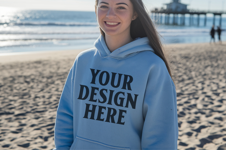 Carolina Blue Gildan 18500 Hoodie Mockup, G18000 Hoodie Mode