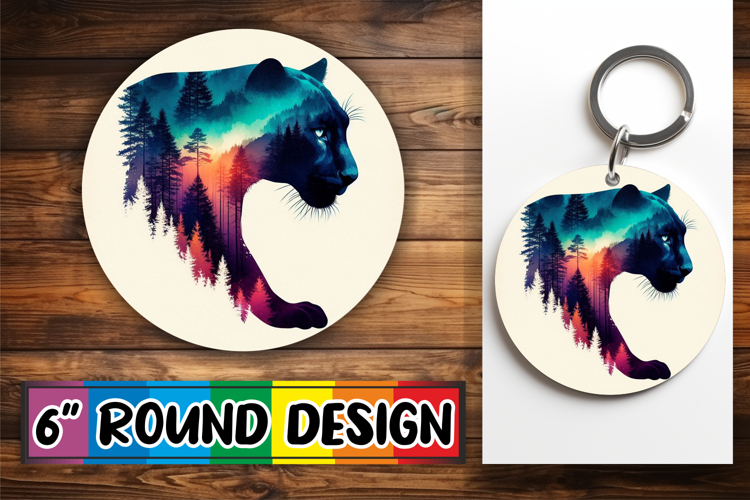 Unique Circle Keychain Magic PNG, Animals Art