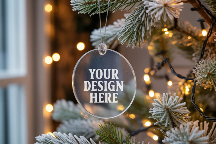 Acrylic Christmas Ornament Mockups , acrylic blank mockup example image 1