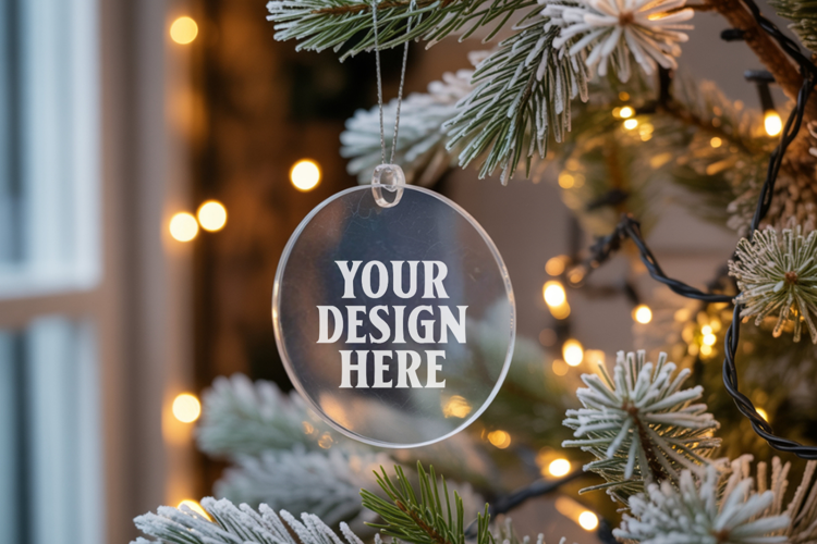 Acrylic Christmas Ornament Mockups , acrylic blank mockup