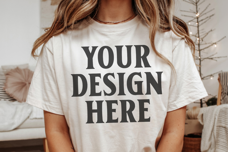 Christmas Comfort Colors 1717 Ivory T-Shirt Mockup Real