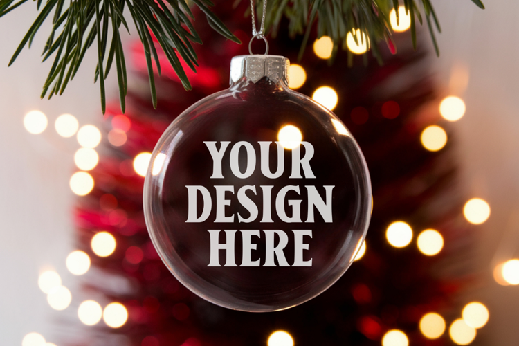 Acrylic Christmas Ornament Mockups | Clear Holiday Ornament