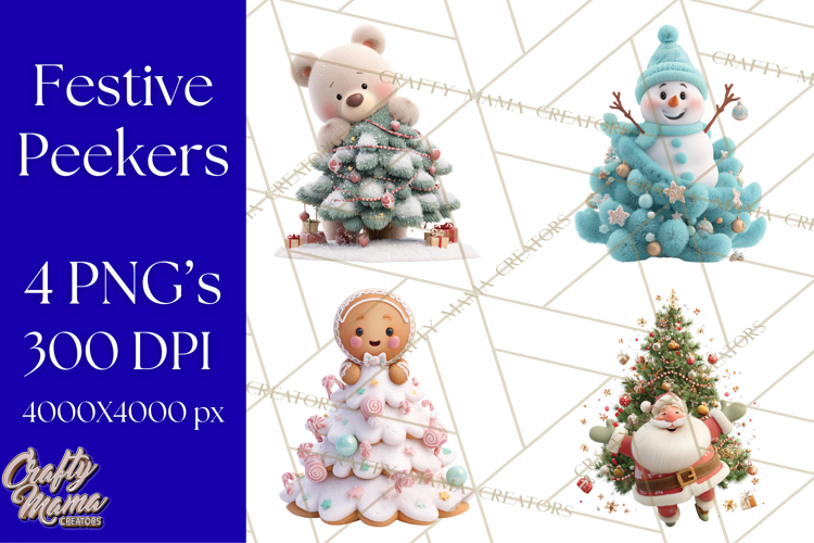Christmas Tree Clipart PNG Cute Characters for Holiday Craft