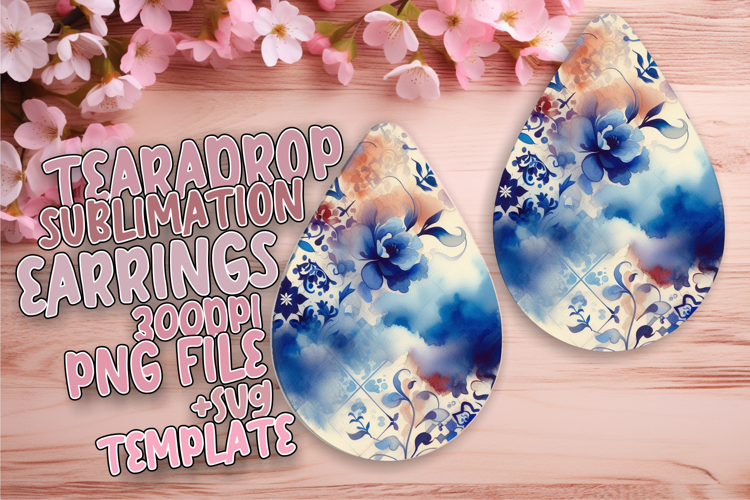 Whimsical Teardrop Design for DIY Earrings , Watercolor Patt