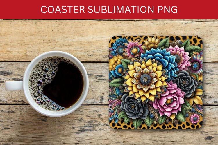 square coaster - sunflowers pattern example image 1