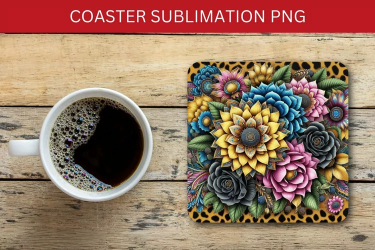 square coaster - sunflowers pattern