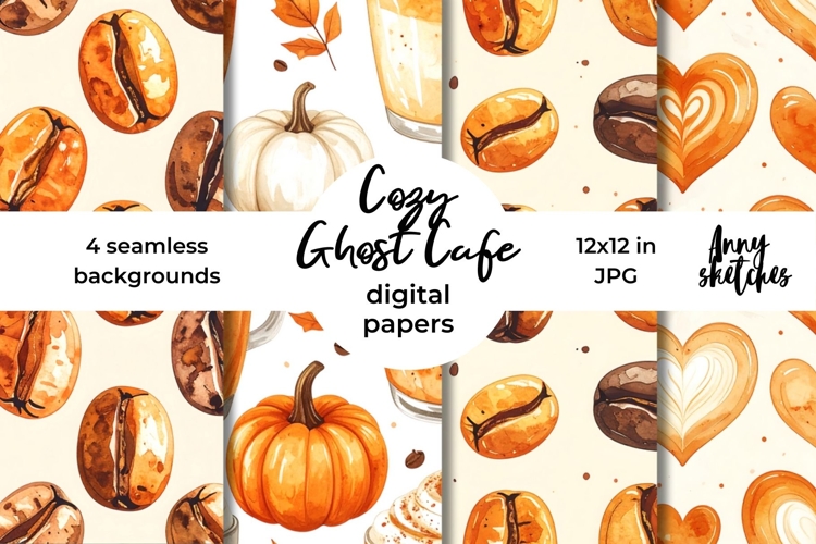 Fall Halloween Backgrounds Ghost Cafe Digtal Papers