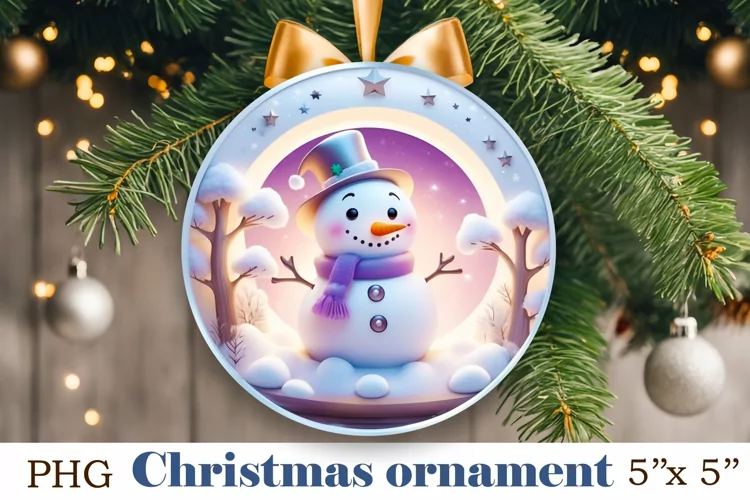 Sublimation Christmas Ornament, 3D Round Ornament Png