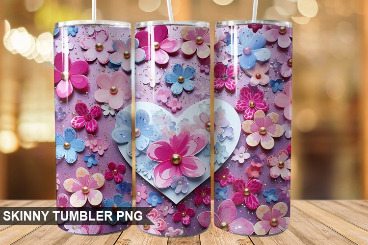 3D Valentines Day Tumbler Design | Sublimation Wrap 20 Oz