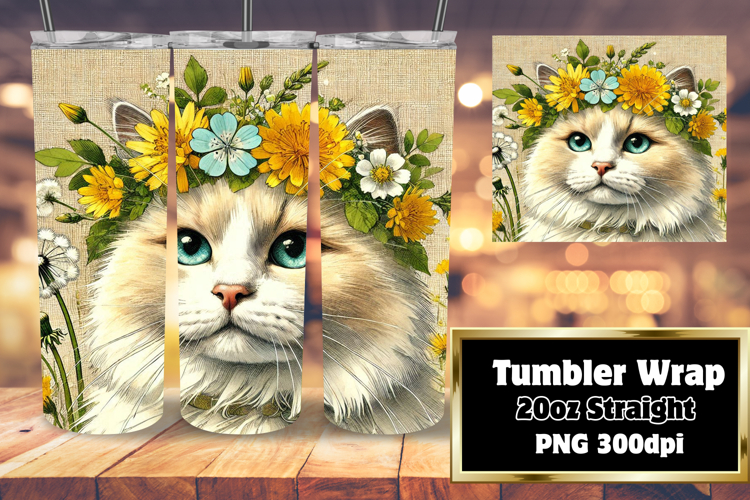 STUNNING 20oz PNG Tumbler Template , Cute Cat