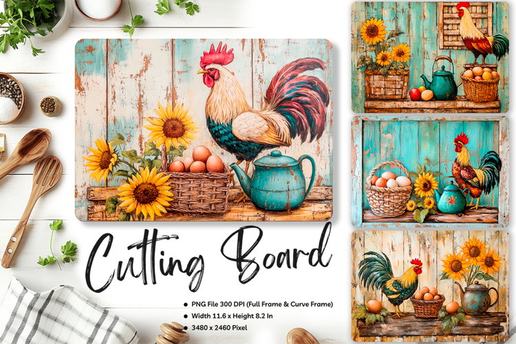 Farm Animal Cutting Board Farmhouse Chopping Board_60
