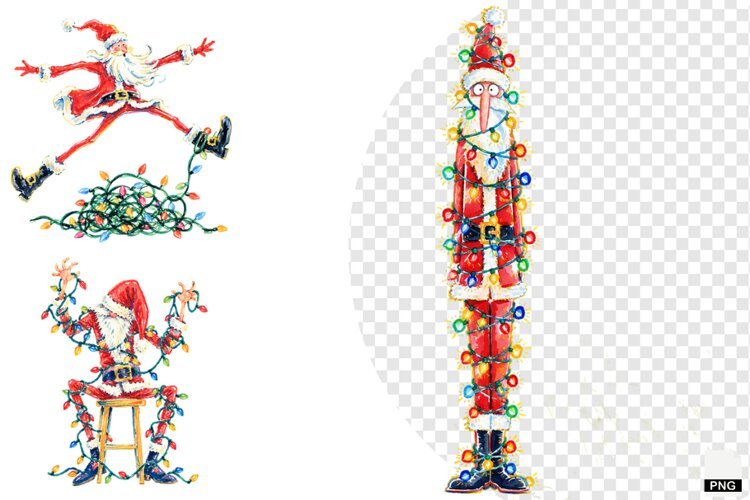 Santa With Christmas Lights PNGs example image 1