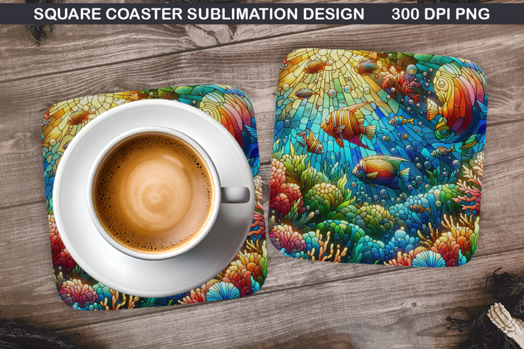 Fish Coaster Sublimation, Summer Coaster PNG Design