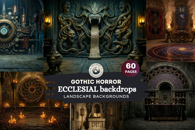 Gothic Horror Ecclesial Backgrounds Landscapes for Journals