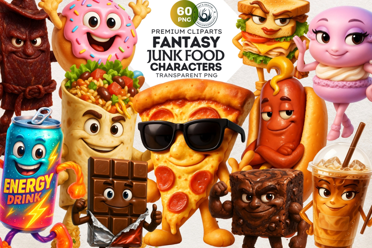 Fantasy Junk Food Characters RPG Clipart PNG Graphics