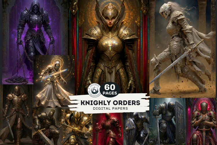 Knightly Orders Fantasy Armor Digital Papers Backgrounds RPG