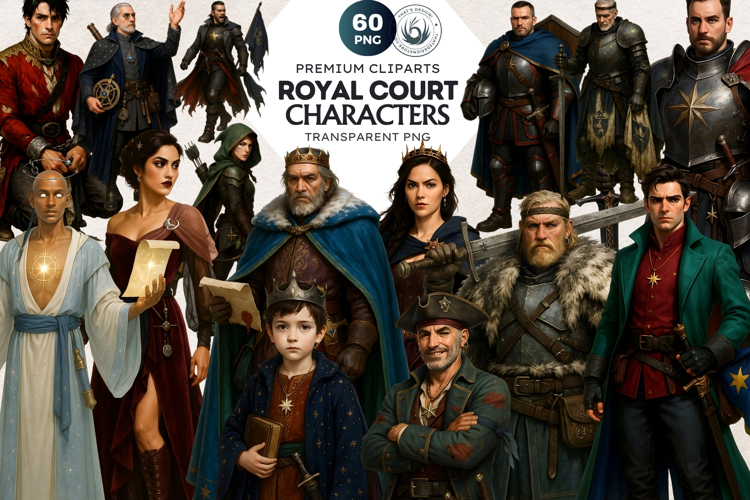 Royal Court Characters PNG,Fantasy King Queen Knight clipart