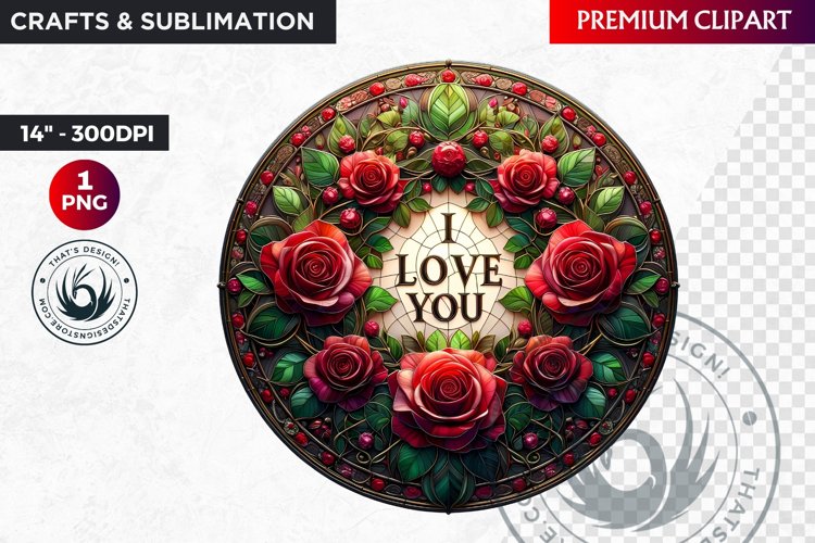 Stained Glass Valentine Clipart, Valentines day PNG,Love
