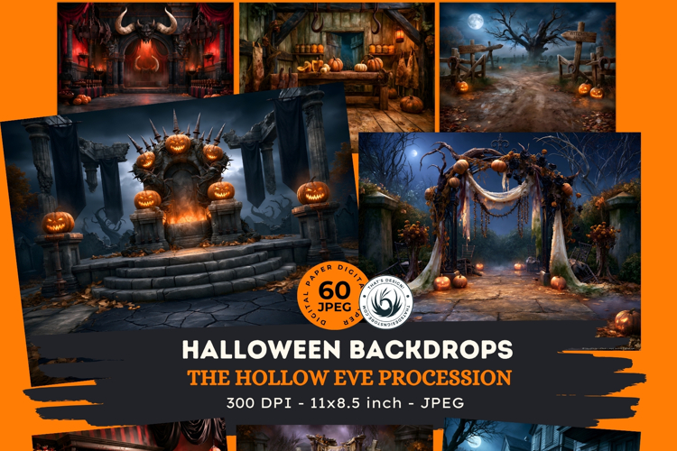 Hollow Eve Procession Backdrops | Spooky Halloween Papers