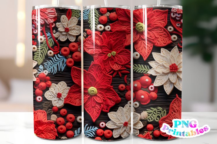 3D Christmas 20 oz Skinny Tumbler Wrap