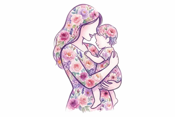 Mother and child silhouette clipart