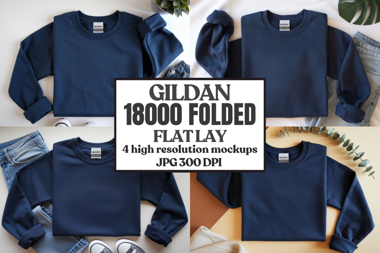 Gildan 18000 Sand Folded Flat Lay Mockups
