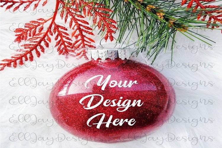 Free Glitter Ornament Mockup Christmas tree ornament