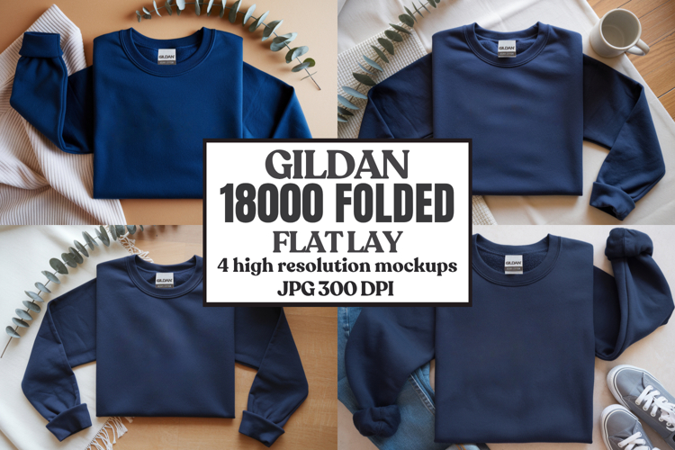 Gildan 18000 Sand Folded Flat Lay Mockups