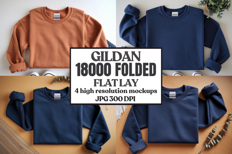 Gildan 18000 Sand Folded Flat Lay Mockups