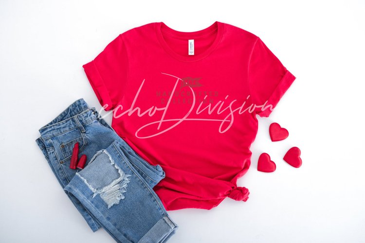 Valentine Shirt Mockup - BC 3001 - Red